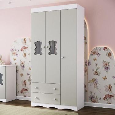 Imagem de Guarda-roupa Infantil 92cm Com Vidro 3 Portas E 2 Gavetas Doçura Multi