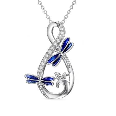 Imagem de Zurlcdye Colar de libélula infinita para mulheres, corrente de prata delicada, pingente moderno de aniversário, acessórios para presentes, Zinco, Sem Pedra Preciosa