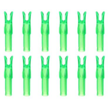 Imagem de YELARXI Nocks de flecha de tiro com arco, peças de substituição de flechas de plástico, acessório para (DIY Hunting Shooting/composto/arco recurvo) 6,2 mm/0,6 cm ID e 12 peças e plástico e verde