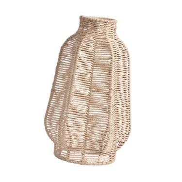 Imagem de FashionCha Abajur com capa protetora em corda de papel marrom para decoração de casa, ideal para mesa de cabeceira, sala de jantar, restaurante, sala de estar e