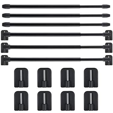 Imagem de 6 hastes de cortina de plástico ajustáveis de 40 a 70 cm para cortina de chuveiro autoadesivas, barras de armário de janela, varões de tensão, furadeiras, acessórios de cortina para casa de banho,