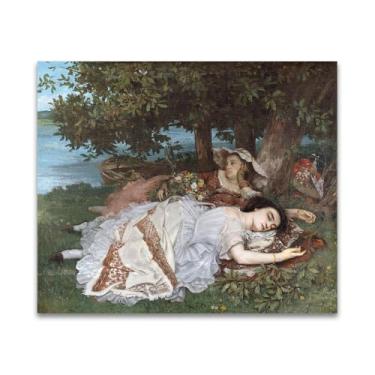 Imagem de RYLJCZ Gustave Courbet Reprodução de pinturas famosas - (jovens senhoras) Impressão em tela Imagens de arte de parede para decoração de sala de estar (50 x 60 cm (19,7 x 23,7 pol)/sem moldura)