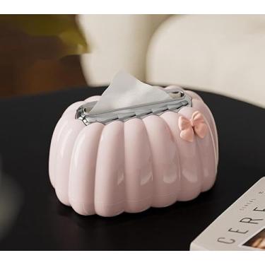 Imagem de Caixa de lenços rosa leve design de abóbora para sala de estar, quarto, sala de estudo, presentes para meninas, mães, amigos (1, rosa)
