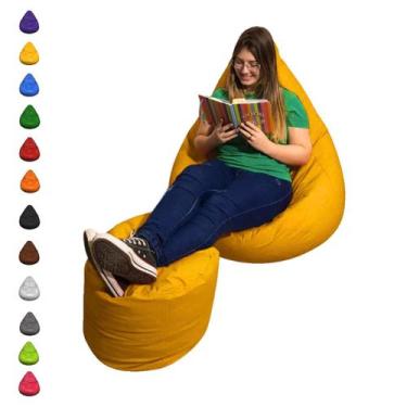 Imagem de Puff Pera Almofadão Com Apoio Para Pés Cheio Enchimento Sala - Mercadã