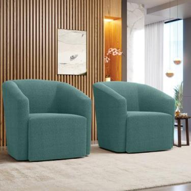 Imagem de Poltrona Sala de Estar Base Giratória Kit 2 Stella Max Bouclê D03 - D'