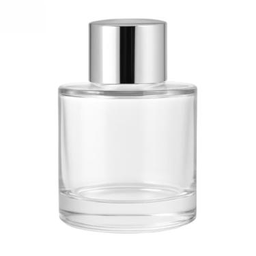 Imagem de Kit Frascos Difusor Aromas 50ml c/Tampa Rosca 28 + Varetas | Vidro 7x4,5cm(15,Prata)