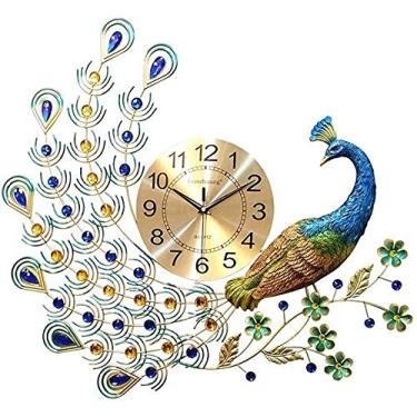 Imagem de U5GAAALPPQ9 Relógio retrô romano - relógios decorativos sala de estar moderno minimalista relógio criativo grande pavão europeu precisão casa relógio de parede