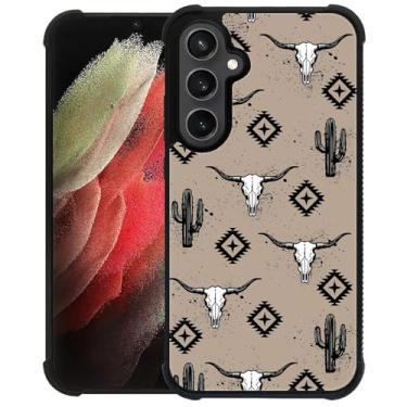 Imagem de CARLOCA Capa compatível com Samsung Galaxy S23 FE, estampa boêmia de cactos de vaca estilo ocidental para meninas ultra proteção à prova de choque de silicone macio TPU antiderrapante traseira