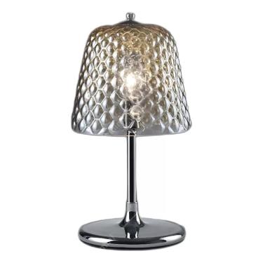 Imagem de Abajur Luminária Vidro Metal Fumê 47cm - Prateado