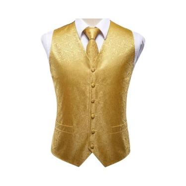 Imagem de Conjunto Masculino De Colete De Seda, Gravata, Lenço De Bolso E Abotoa