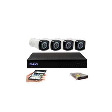 Imagem de Kit 4 Cameras De Segurança Twg - Dvr - Camera B - Fonte
