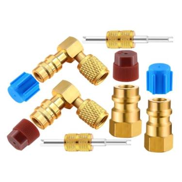 Imagem de Kit de Adaptador Conversão Acoplamento Ar Condicionado R12 para R134A Retrofit Porta 90 com Alta Baixa Pressão Conector Rápido Válvula e Conjunto Removedor Núcleo