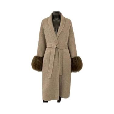 Imagem de Casaco Feminino De Lã Dupla Face De Alta Qualidade Com Punhos Removíve