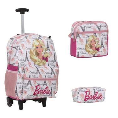 Imagem de Kit Mochila Escolar Feminina Grande Barbie Rodinhas Criança - TOYS 2U