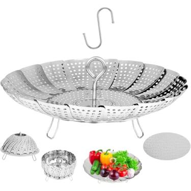 Imagem de Cesta para vaporizador de vegetais, cesta de aço inoxidável 304 - vaporizadores expansíveis dobráveis de 3ª geração (15,2 cm a 26,2 cm), adequado para panela, peixe, legumes, macarrão, ovos