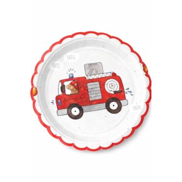 Imagem de Prato Descartável Morango Premium 26cm | Formato Recortado Exclusivo | Papel 350g/m² Importado | Kit com 8 Unidades Festa Infantil