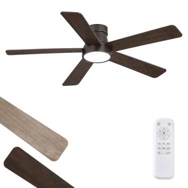 Imagem de Ventiladores de teto de 122 cm com luzes e controle remoto, ventilador de teto moderno para ambientes internos e externos com motor CC silencioso de 6 velocidades 3CCT, pequeno ventilador de teto