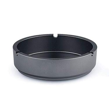 Imagem de Cinzeiro de liga de alumínio doméstico fosco redondo cinzeiro de escritório Cinzeiro espesso para exterior e interior (cor: Preto)