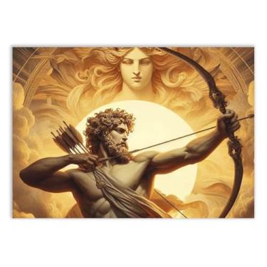 Imagem de Placa Decorativa Deus Apollo Mitologia Grega Ilustração Decoração Poster Quarto Sala
