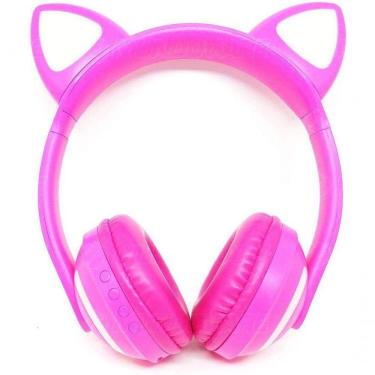 Imagem de Headphone Bluetooth Orelhas Led Fone Gatinho Bt Rosa