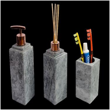 Imagem de Kit Banheiro Bancada Lavabo Luxo Em Pedra Sabão N01 Rosê