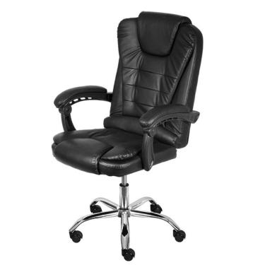 Imagem de Cadeira Escritório Giratória Presidente Jacarta Or Design Revestida Em Pu Preto Base Cromado Rodízio