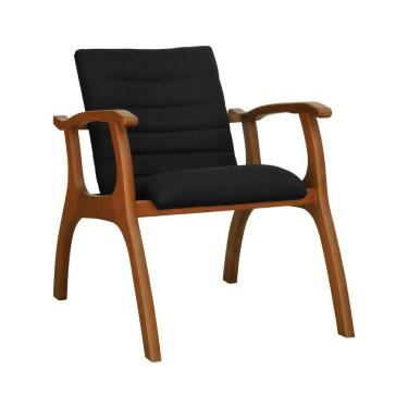 Imagem de Poltrona Cancun Estrutura Madeira Maciça Encosto E Assento Anatômico Assento Estofado Linho Preto Textura