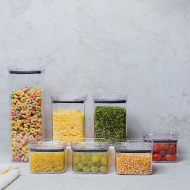 Imagem de Kit 7 Potes Hermético Transparente Quadrado Para Porta Mantimento Cozinha