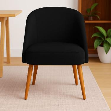 Imagem de Banqueta Poltrona Lua Preto Para Recepção Atendimento Penteadeira