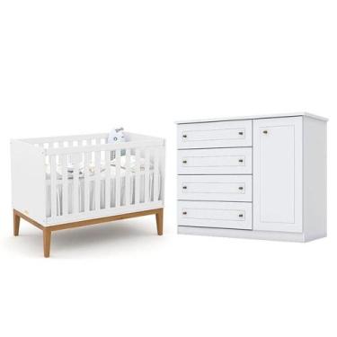 Imagem de Berço Americano Unique Branco Soft Eco Wood - Matic E Cômoda Infantil 