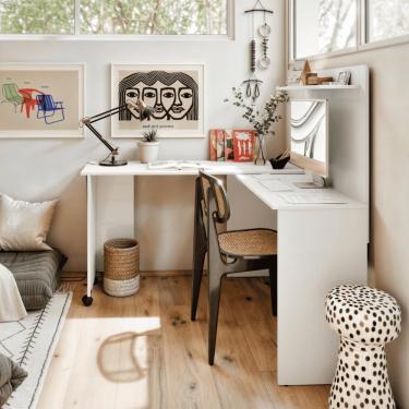 Imagem de Mesa Escravaninha Em L Adelaide Branco