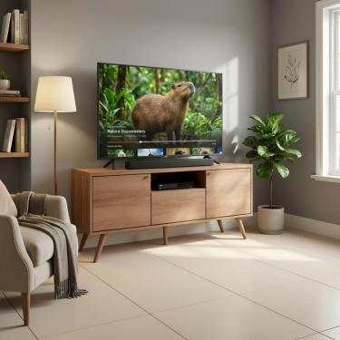 Imagem de Rack Bancada Para Tv Até 75 Pol 2 Portas 1 Gaveta Jequetiba