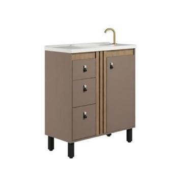 Imagem de Gabinete Para Banheiro com Tampo de Pedra Samir 60cm - Venturi, Havana