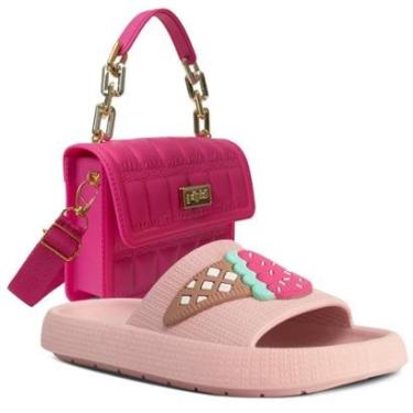 Imagem de Kit Bolsa Chinelo Infantil Sandalia Papete Nuvem Slide K23-Feminino