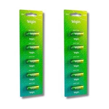Imagem de 10 Pilhas Baterias A23 12V Elgin C/5 Portão Controle Alarme