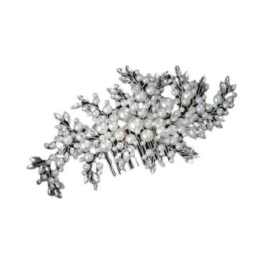 Imagem de Pentes De Cabelo De Noiva Com Pérolas Prateadas E Strass, Acessórios D