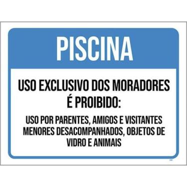 Imagem de Placa Piscina Proibido Parentes Amigos Visitantes 27X35 - Sinalizo