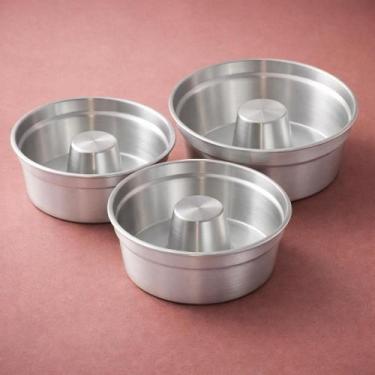 Imagem de Kit 3 formas bolo pudim 16/18/20 cm assadeira alumínio multiuso forno 