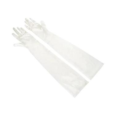 Imagem de Luvas De Noiva Longas Em Cetim Branco Marfim Para Mulheres, Luvas De D