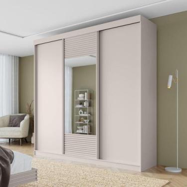 Imagem de Guarda Roupa Casal 3 Portas de Correr 1 Porta com Espelho Samambaia Ca