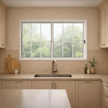 Imagem de Janela de Correr 2 Folhas com Grade de Alumínio Branco 100x100 - Breco