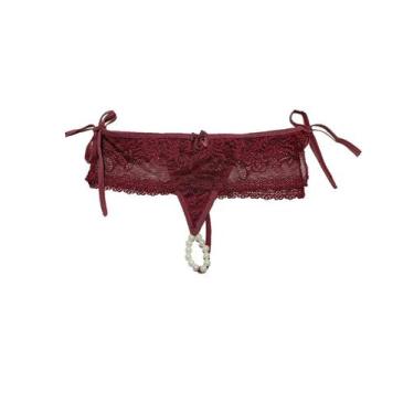 Imagem de Calcinnha Tanga Tailandesa com Pérolas Fio Dental - TJ VIP, U, Rubro