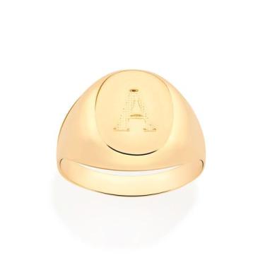 Imagem de Anel Rommanel Letras Folheado a Ouro 513316, Dourado, 16