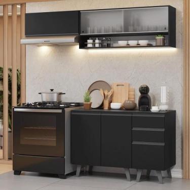 Imagem de Armário de Cozinha Compacta 200 cm Preto Nice Madesa 13, Preto