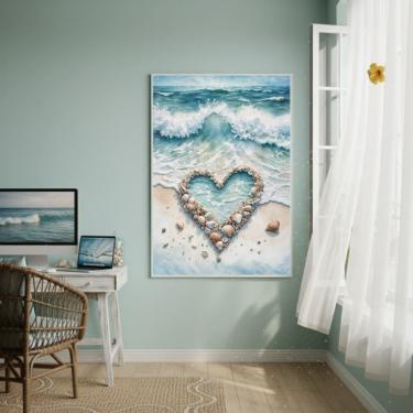 Imagem de Quadro Decorativo Coração De Conchas-70x50cm
