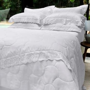 Imagem de Kit Colcha Cobreleito King Renda Bordado Amy Sonata 3 Peças Buettner - Cores (Branco)