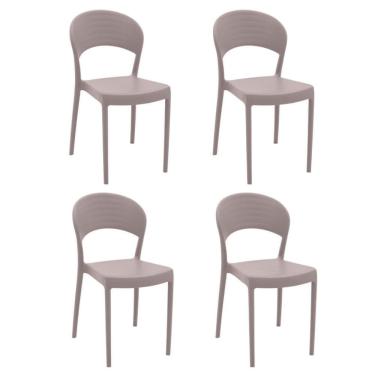 Imagem de Kit 4 Cadeiras Tramontina Sissi Em Polipropileno E Fibra De Vidro Fechada Camurça 92046421