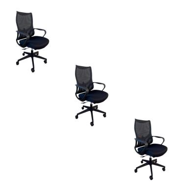Imagem de Kit 3 Cadeiras De Escritório Presidente Oficial Verona Sem Apoio