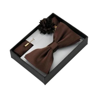 Imagem de Conjunto De Gravata Borboleta Floral Masculina Com Lenço De Bolso, Bro