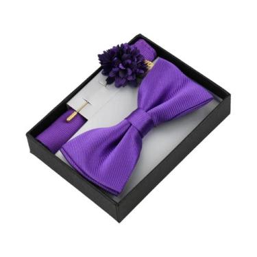 Imagem de Conjunto De Gravata Borboleta Floral Masculina Com Lenço De Bolso, Bro